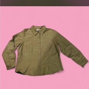 Olive Green Button-Down Women's Shirt